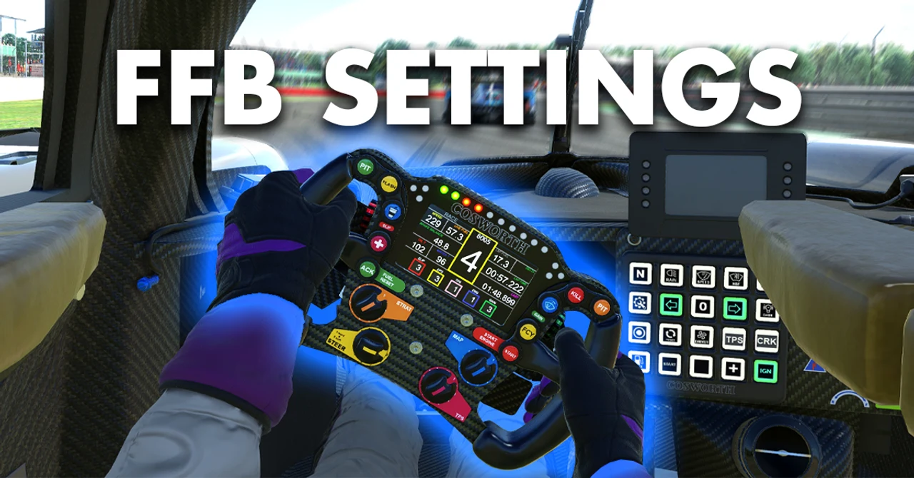 Screenshot of iRacing Options menu showing Force Feedback slider at 65%